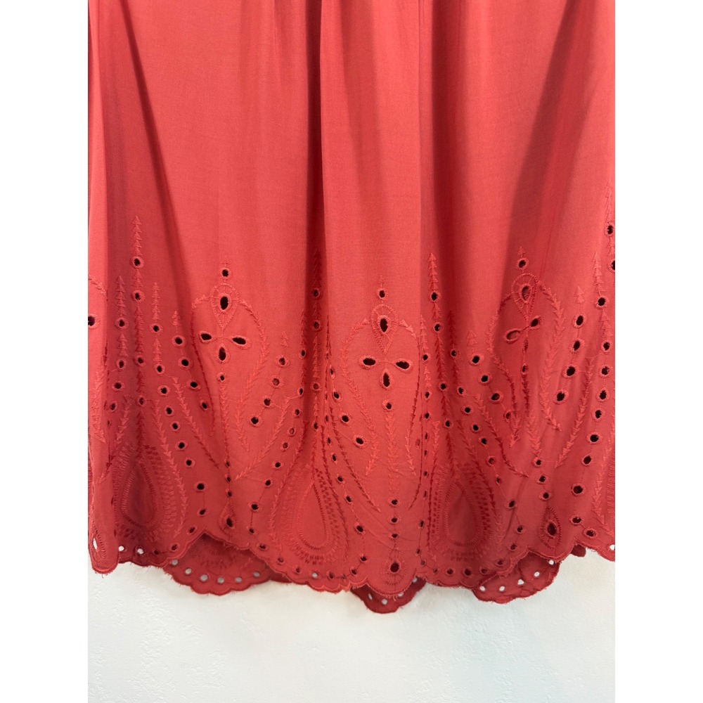 Torrid Lace Eyelet Blouse Sleeveless Top Rust Red Boho Cottagecore Plus Size 1X - Picture 6 of 11